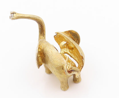 925 Sterling Silver Vintage Pendant Gold Plated Designer CZ Elephant  PT24088