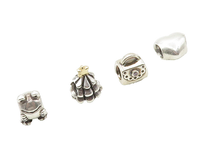 PANDORA 925 Silver  Shiny Heart Frog Xmas Tree & Purse Bead Charms  TR2178