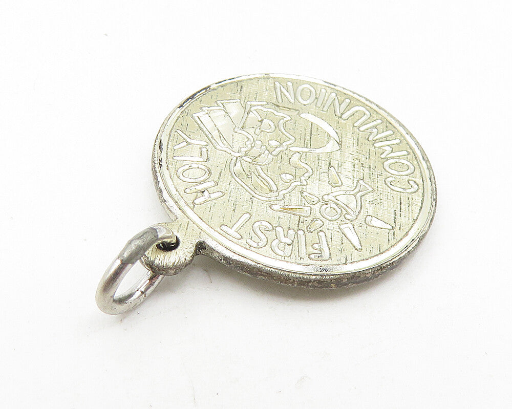 CREED 925 Sterling Silver  Vintage First Holy Communion Round Pendant  PT9016