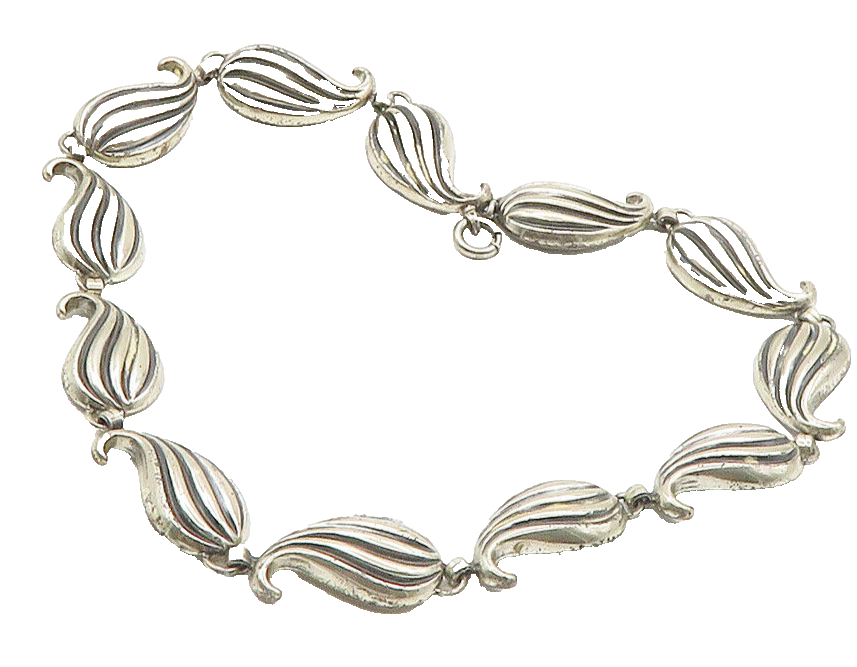 JEWELART 925 Sterling Silver  Vintage Swirl Floral Leaf Chain Necklace  NE2610