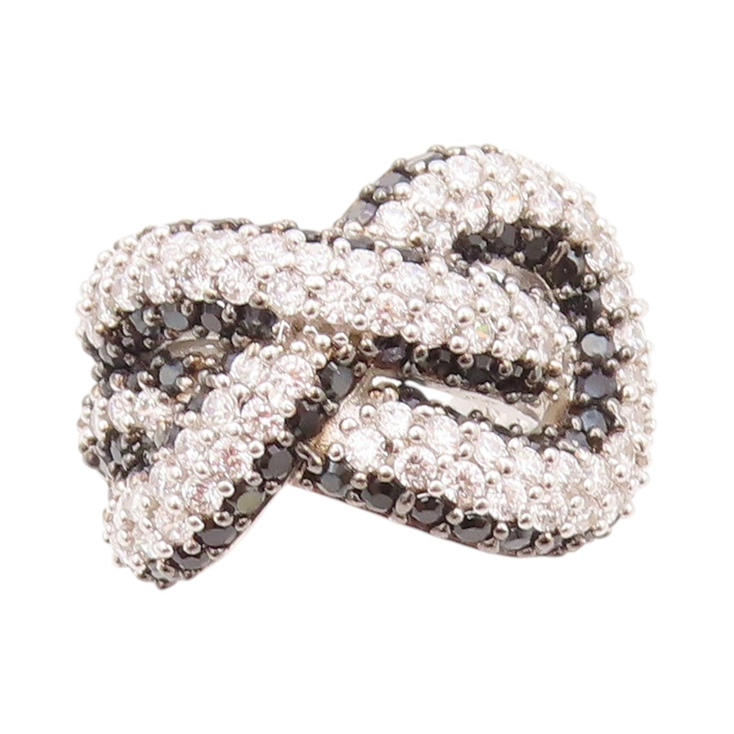 925 Sterling Silver Vintage Ring Modernist CZ Spinel Infinity Knot  Sz 7 RG32890