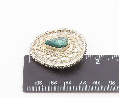 ISRAEL 925 Silver  Vintage Eilat Stone Pretzel Swirl Twist Brooch Pin  BP6914