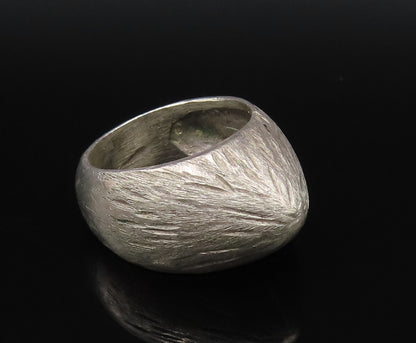925 Sterling Silver  Vintage Etched Lines Pointed Dome Ring Sz 9  RG25741