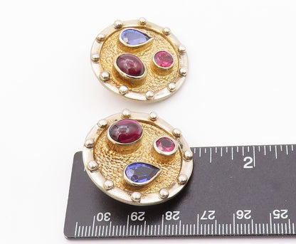 925 Sterling Silver Vintage Earrings Gold Plated Designer Gemstones  EG13489