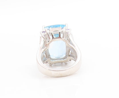 925 Sterling Silver Vintage Ring Faceted Topaz & Tanzanite Band  Sz 5  RG33726