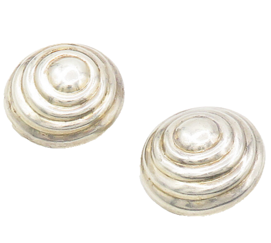 ZINA 925 Sterling Silver  Vintage Shiny Dome Non Pierce Button Earrings EG8988