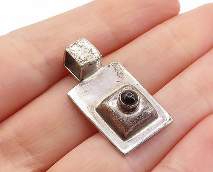 SILPADA 925 Silver  Vintage Petite Black Onyx Square Dome Pendant  PT4019