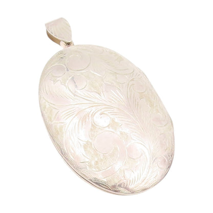 925 Sterling Silver Vintage Pendant Large Engraved Floral Locket OPENS  PT25249