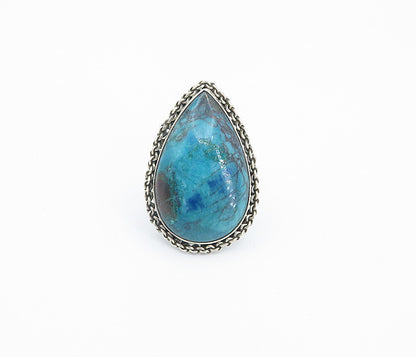 925 Sterling Silver  Cabochon Turquoise Pear Shape Cocktail Ring Sz 6  RG8530