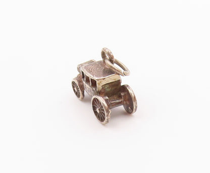 925 Sterling Silver  Vintage Petite Old Fashioned Car Pendant  PT18528
