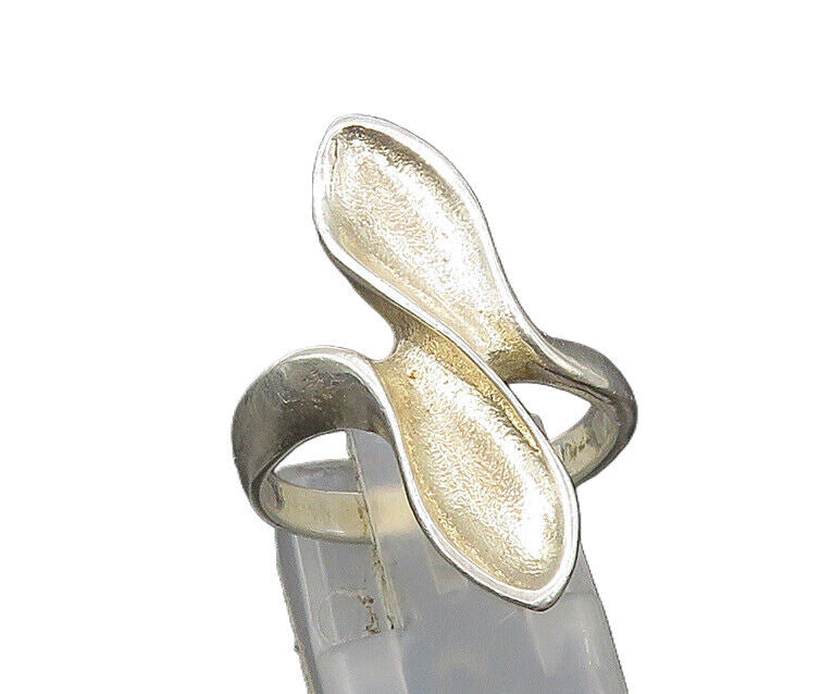 925 Sterling Silver  Vintage Shiny Bypass Style Band Ring Sz 8  RG22496