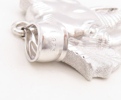 925 Sterling Silver Vintage Pendant Domed Carved Elephant Head  PT23884