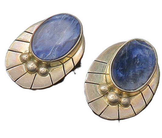 MEXICO 925 Sterling Silver  Vintage Sodalite Non Pierce Drop Earrings  EG11011