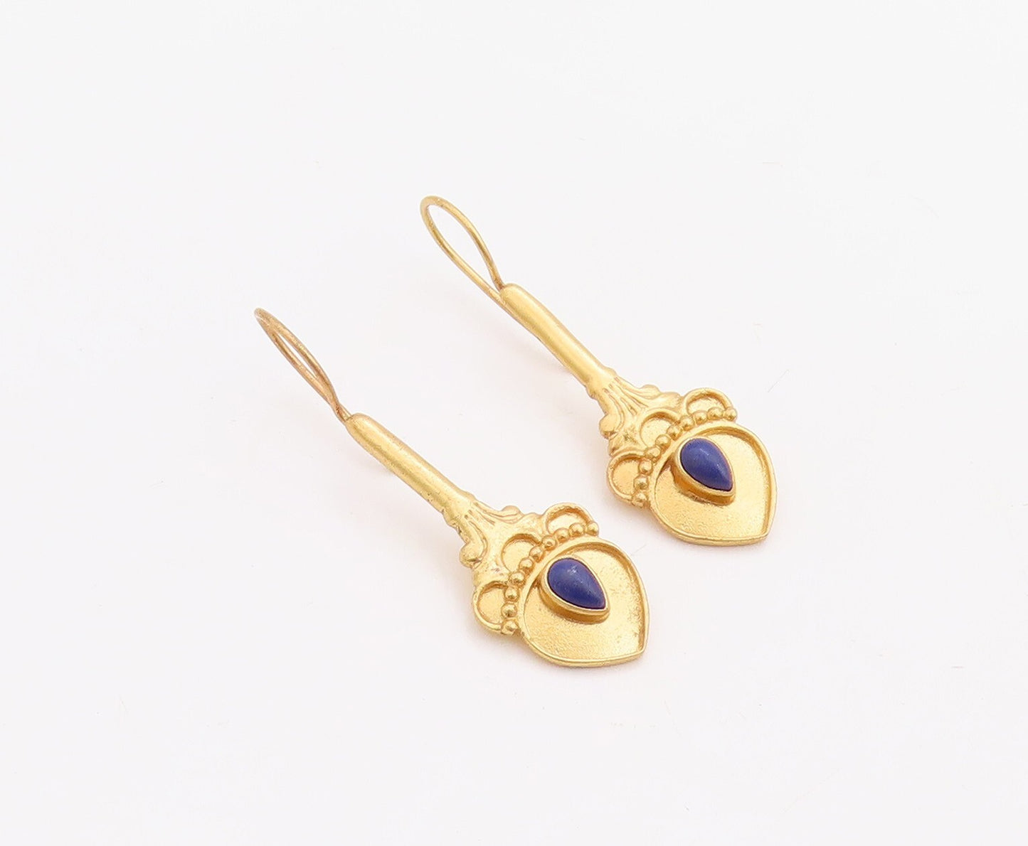 925 Sterling Silver Vintage Earrings Gold Plated Drop Gemstone Flower  EG13188