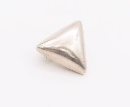 925 Sterling Silver Earrings MEXICO Minimalist Puffed Clip Back Triangle EG12840