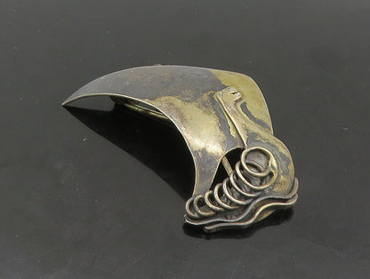 WH SWEDEN 925 Sterling Silver  Vintage Oxidized Abstract Brooch Pin  BP9239