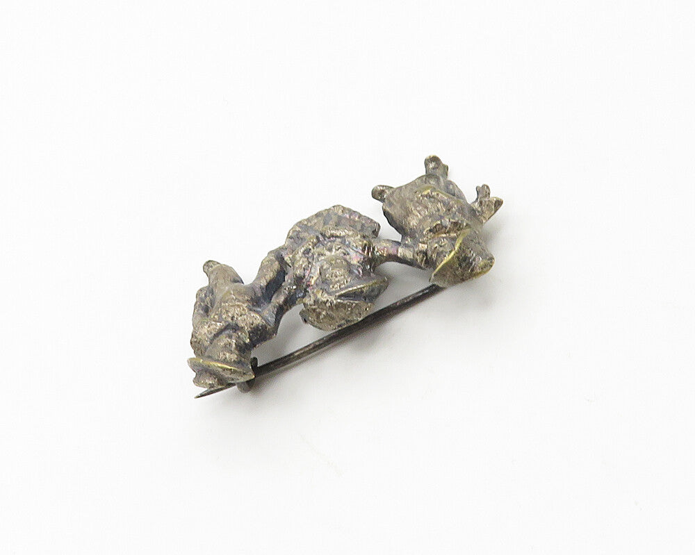 925 Sterling Silver  Vintage Antique Children Oxidized Brooch Pin  BP7303