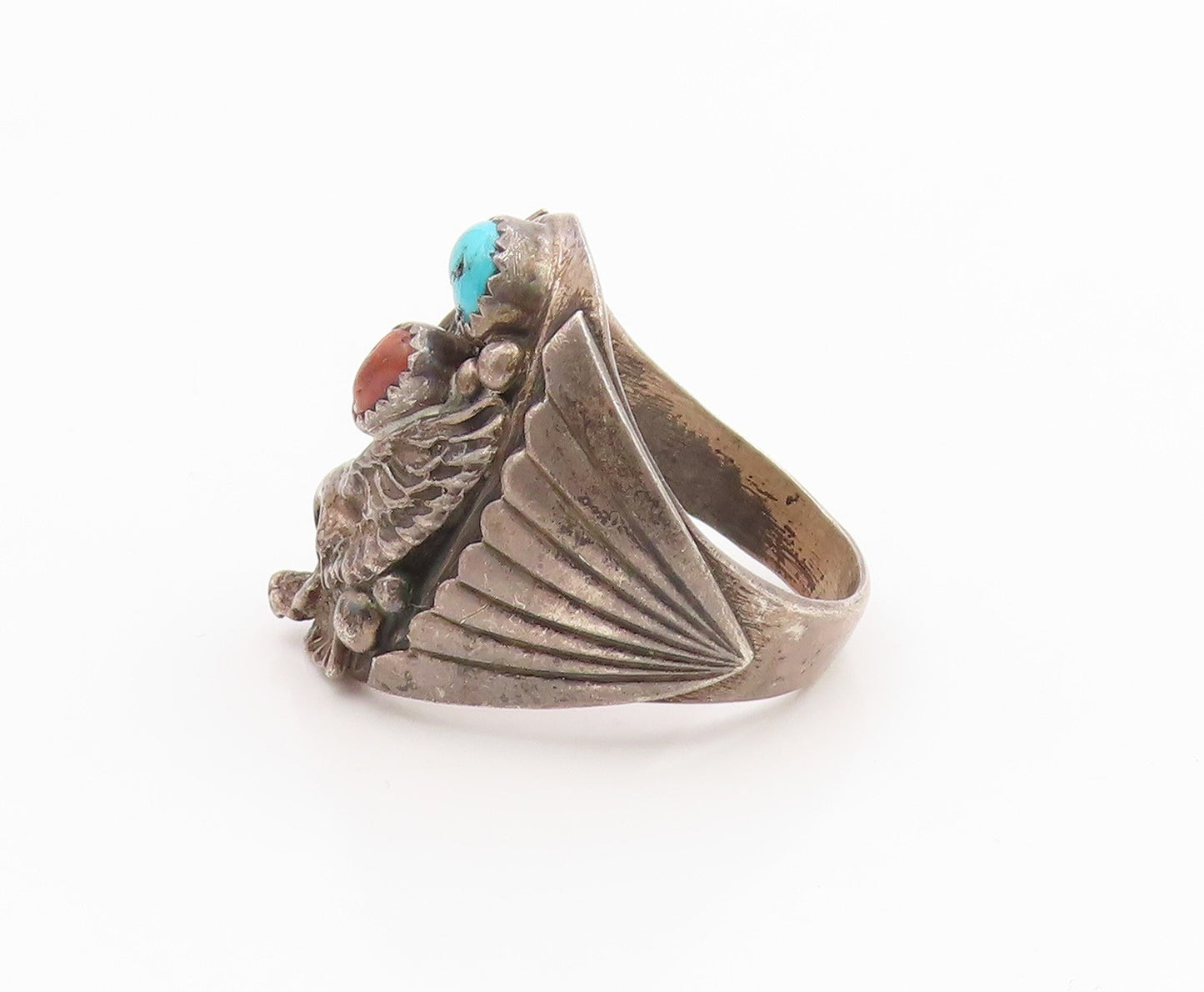 925 Sterling Silver Vintage Ring ROBERT BECENTI NAVAJO Gemstone Sz 12.5  RG35953
