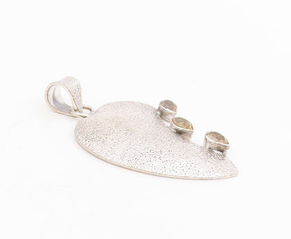 925 Sterling Silver Vintage Pendant Pear Cut Citrine Modern Love Heart  PT25720