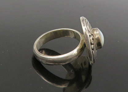 ZIV 925 Silver  Vintage Mother Of Pearl Swirl Cocktail Ring Sz 7  RG21756