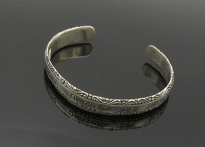 925 Sterling Silver Vintage Be True Motivational Quote Cuff Bracelet BT8130
