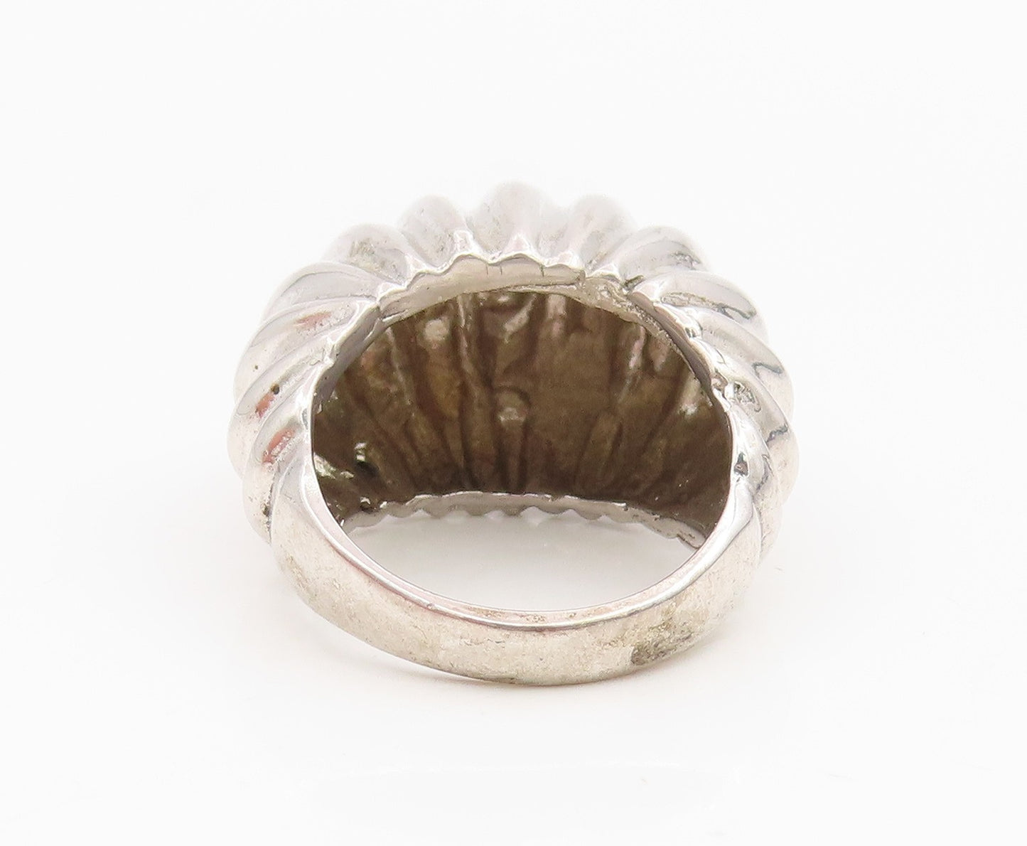 925 Sterling Silver Vintage Ring Minimalist Fluted Dome Band  Sz 6.5  RG35294