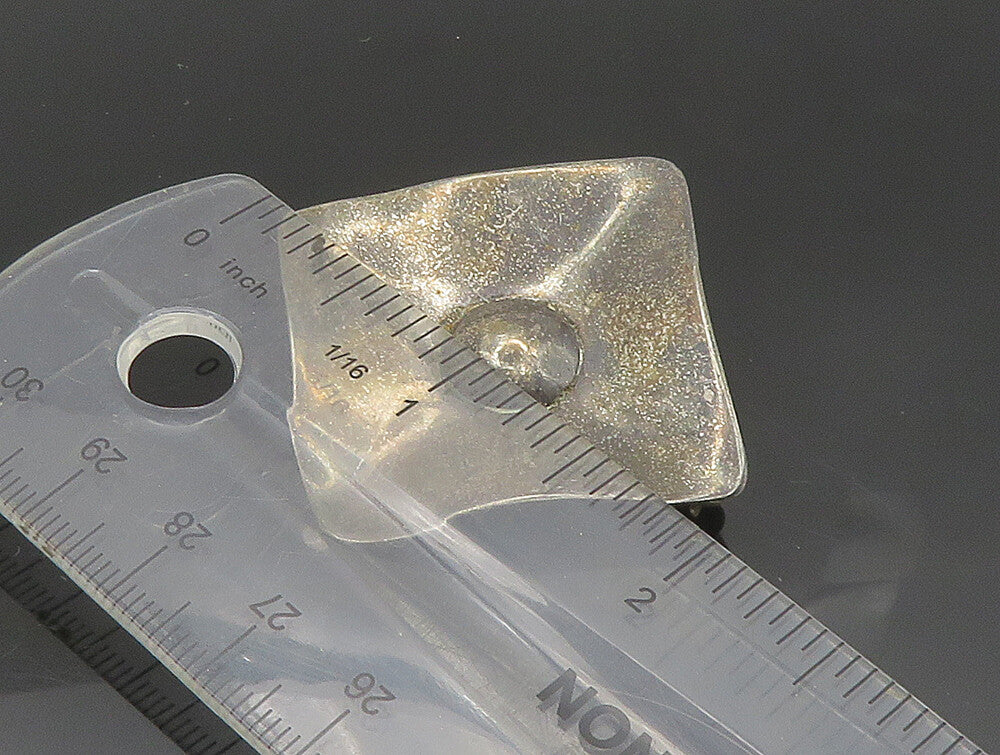 925 Sterling Silver  Vintage Dark Tone Square With Dome Brooch Pin  BP9280