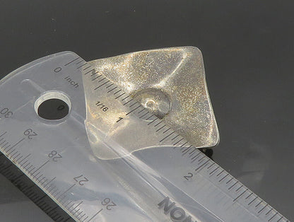 925 Sterling Silver  Vintage Dark Tone Square With Dome Brooch Pin  BP9280