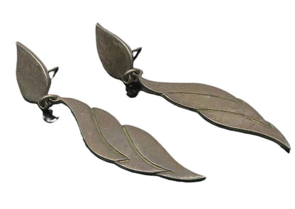 MEXICO 925 Sterling Silver  Vintage Dark Tone Linked Dangle Earrings  EG6169