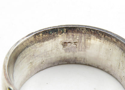 925 Sterling Silver  Vintage Enamel Coated Design Band Ring Sz 7  RG10457