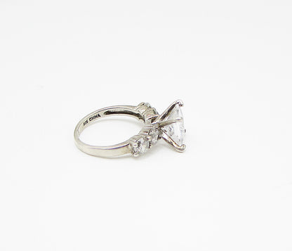 925 Sterling Silver  White Cubic Zirconia 5Stone Engagement Ring Sz 6  RG2967