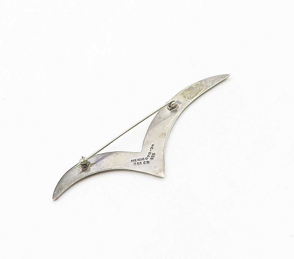 MEXICO 925 Sterling Silver  Vintage Smooth Modernist Brooch Pin  BP6237