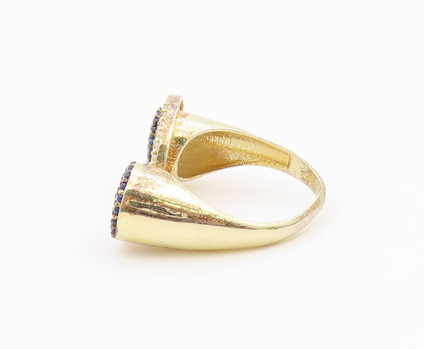 925 Sterling Silver Vintage Ring Gold Plated CZ Evil Eye Band  Sz 7.5  RG36538