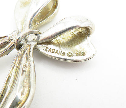 KABANA 925 Sterling Silver Vintage Modernist Bow Tie Ribbon Pendant PT4349