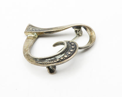 925 Sterling Silver  Vintage Dark Tone Open Love Heart Brooch Pin  BP5231