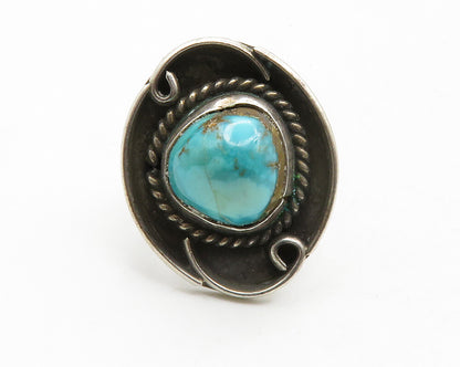925 Silver  Vintage Turquoise Swirl Twist Cocktail Ring Sz 4.5  RG12791