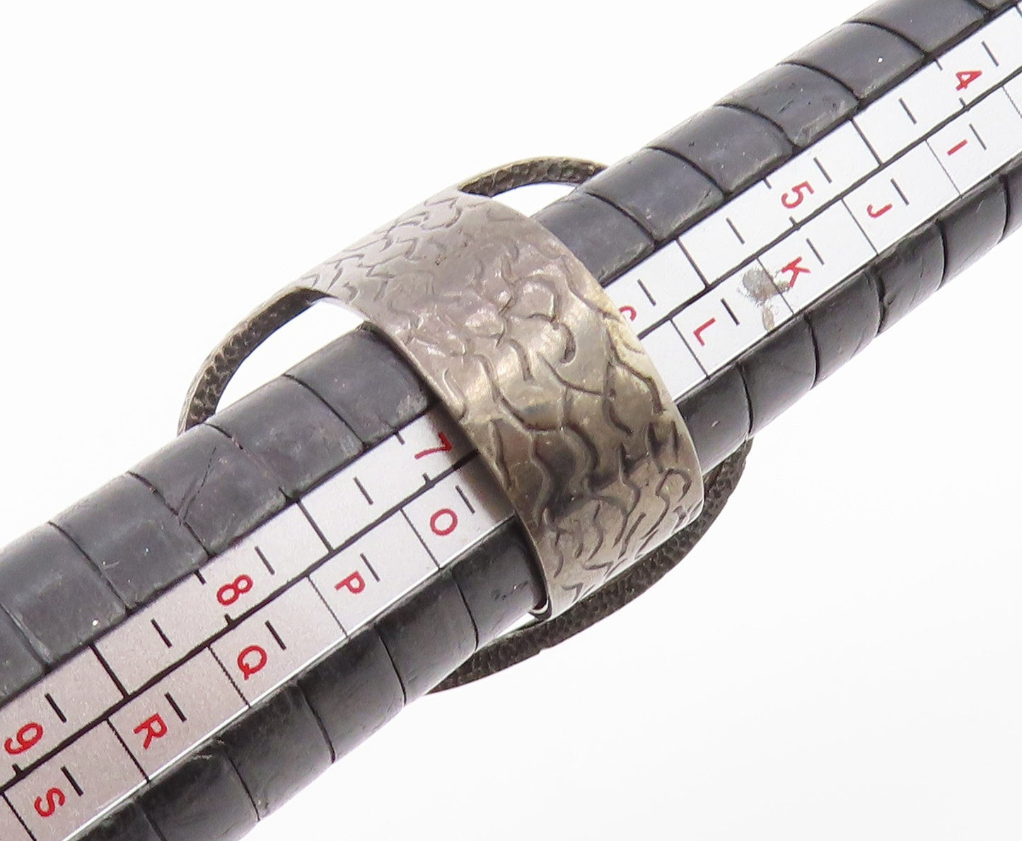 925 Sterling Silver Vintage Ring Modernist Faceted Quartz Band  Sz 6  RG36563