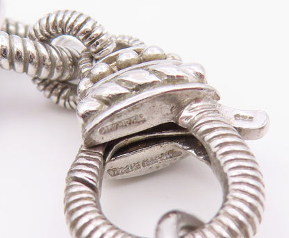 JUDITH RIPKA 925 Sterling Silver Vintage Polished & Ribbed Chain Necklace NE3922