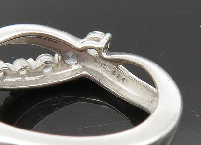 925 Sterling Silver  Vintage Graduated Topaz Shiny Band Ring Sz 8  RG22437