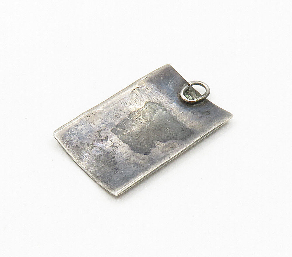 SIAM 925 Sterling Silver  Vintage Enamel Niello Dancer Square Pendant  PT12217