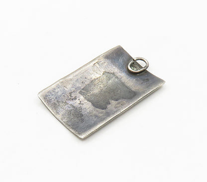 SIAM 925 Sterling Silver  Vintage Enamel Niello Dancer Square Pendant  PT12217