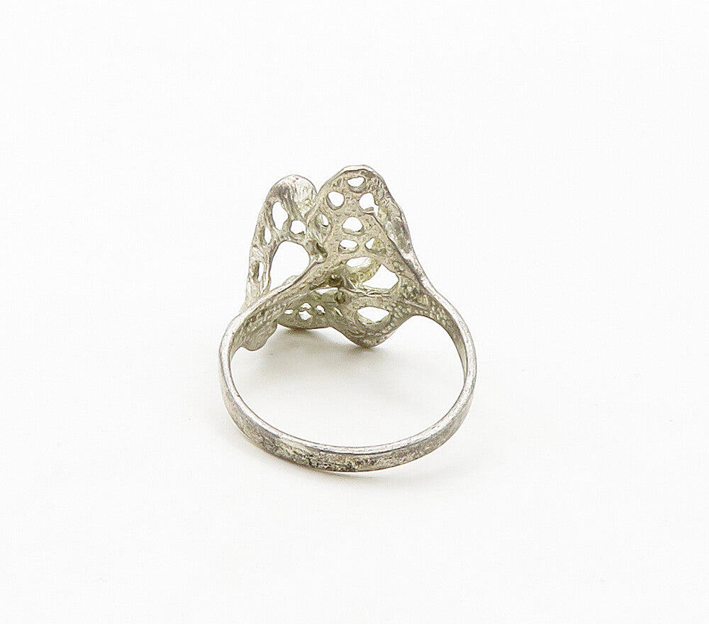 925 Sterling Silver  Vintage Sculpted Abstract Band Ring Sz 6.5  RG16292