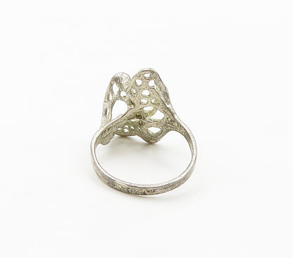 925 Sterling Silver  Vintage Sculpted Abstract Band Ring Sz 6.5  RG16292