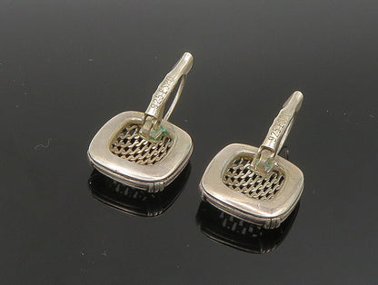 ESPO 925 Sterling Silver Vintage Square Shaped Wire Mesh Drop Earrings EG11607