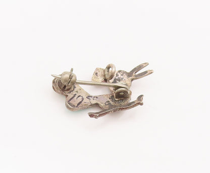 925 Sterling Silver Vintage Brooch Pin NAVAJO ZUNI Gems Cocktail Bird  BP10687