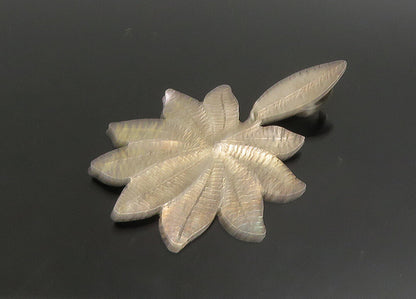 DESIGNER 925 Sterling Silver  Vintage Shiny Etched Floral Leaf Pendant PT19144