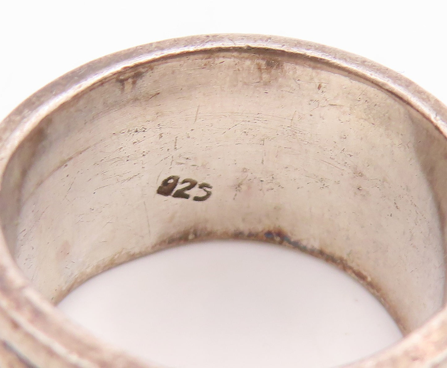 925 Sterling Silver Vintage Ring Floral Leaf Scroll Spinner Band  Sz 9  RG35899