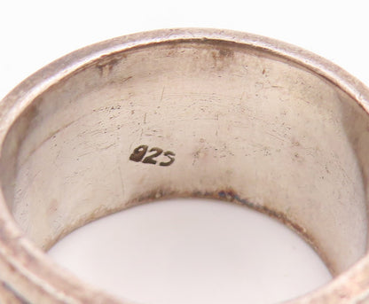 925 Sterling Silver Vintage Ring Floral Leaf Scroll Spinner Band  Sz 9  RG35899