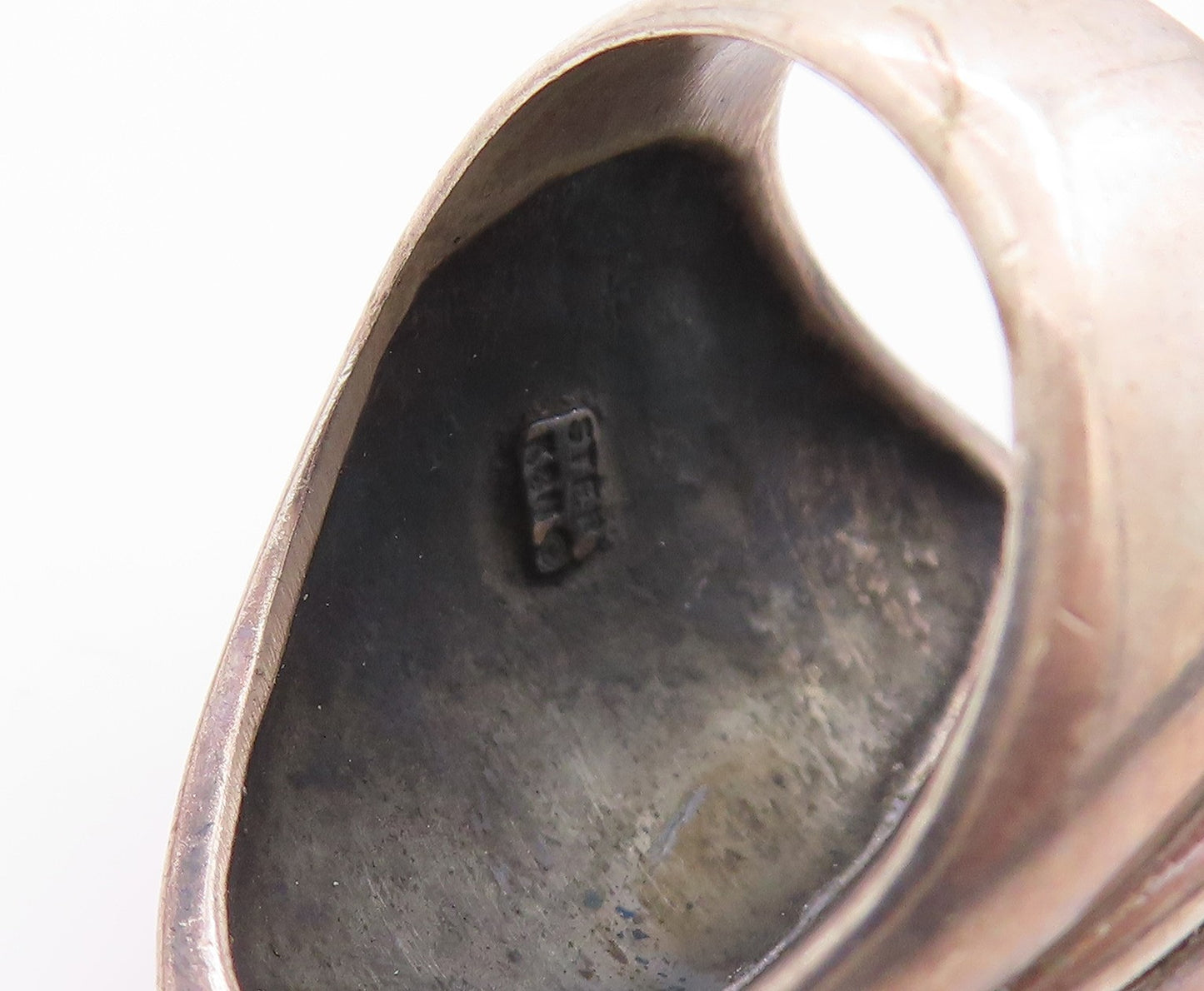 925 Sterling Silver Vintage Ring Antique Etched Dome Shell  Sz 6.5  RG33427