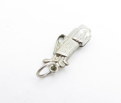 925 Sterling Silver  Vintage Shiny Petite Bag Of Golf Clubs Pendant  PT4954